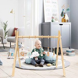 Golener Baby Play Wooden Baby Gym with 6 Infant Activity Toys BNIB